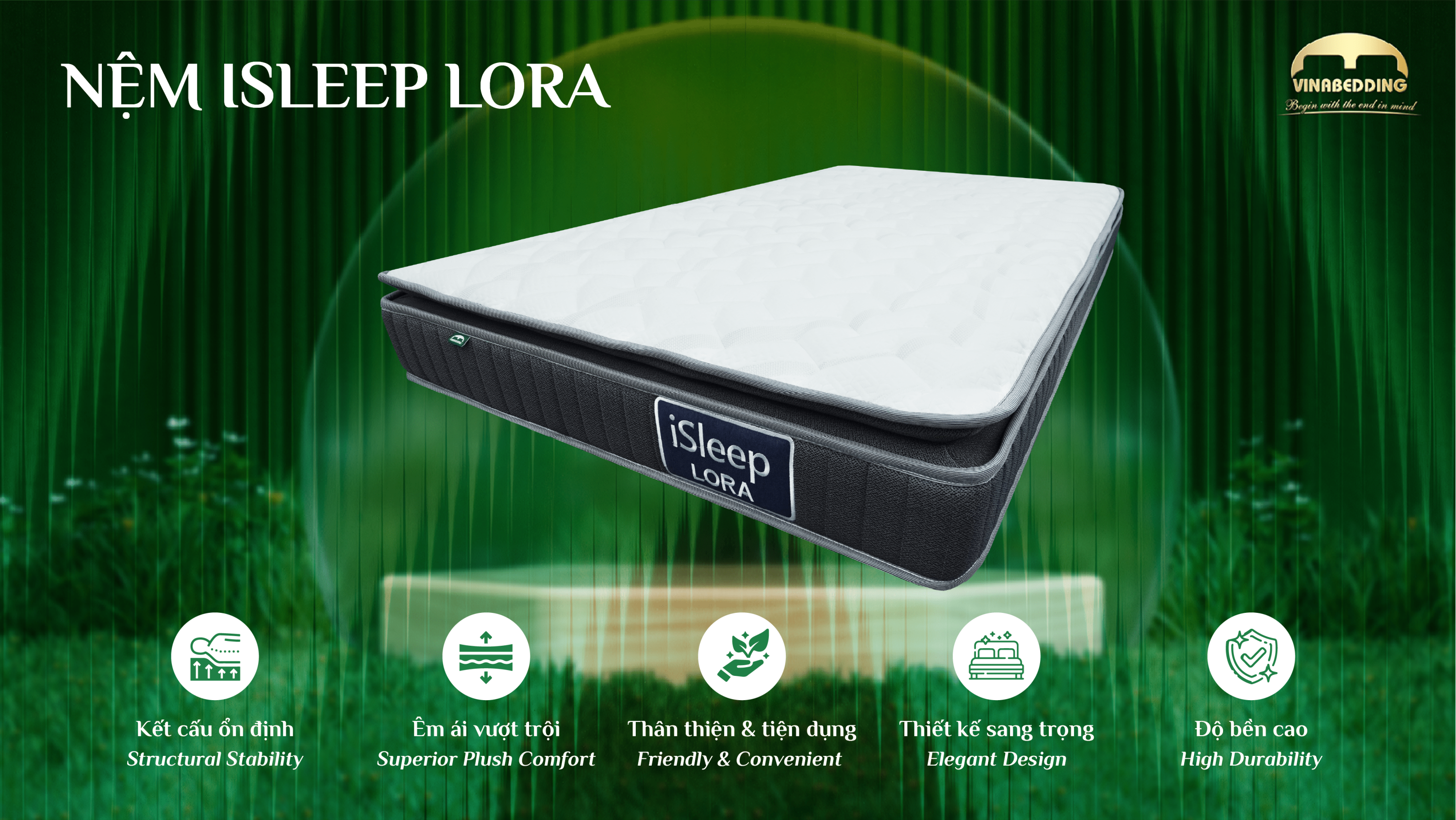 Nệm bông 100% Polyester iSleep Lora