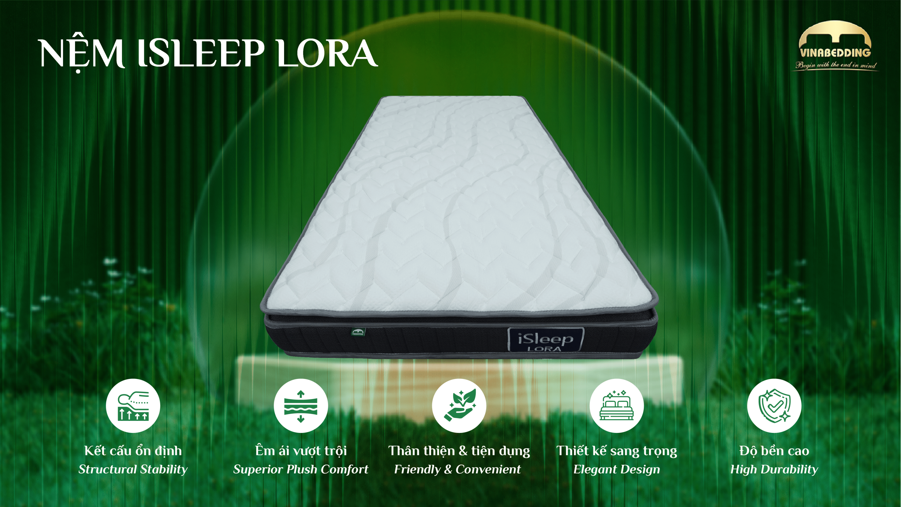 Nệm bông 100% Polyester iSleep Lora