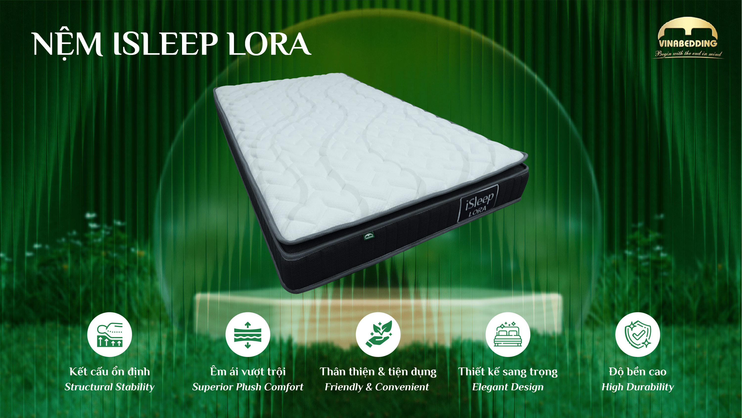 Nệm bông 100% Polyester iSleep Lora
