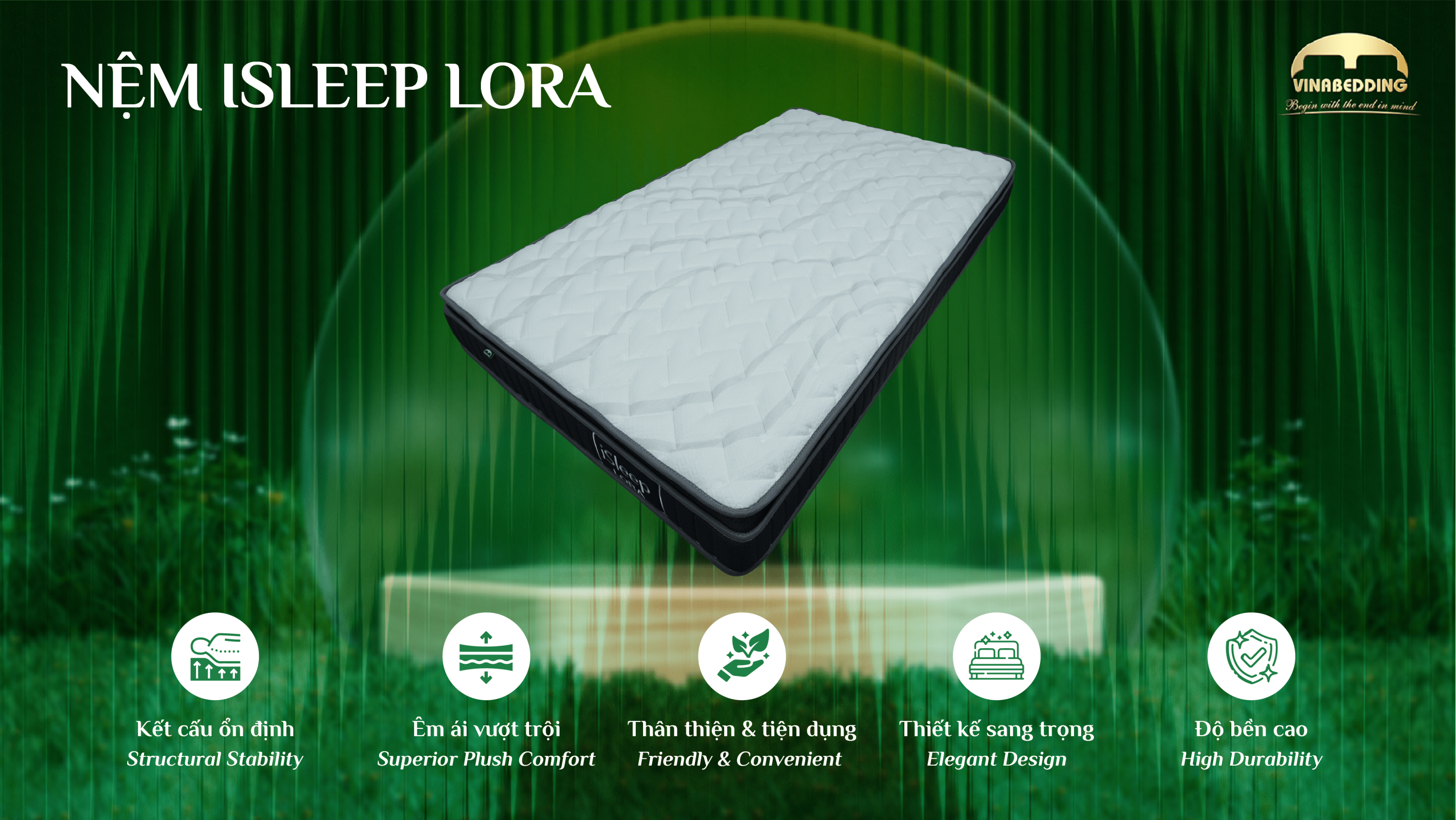 Nệm bông 100% Polyester iSleep Lora