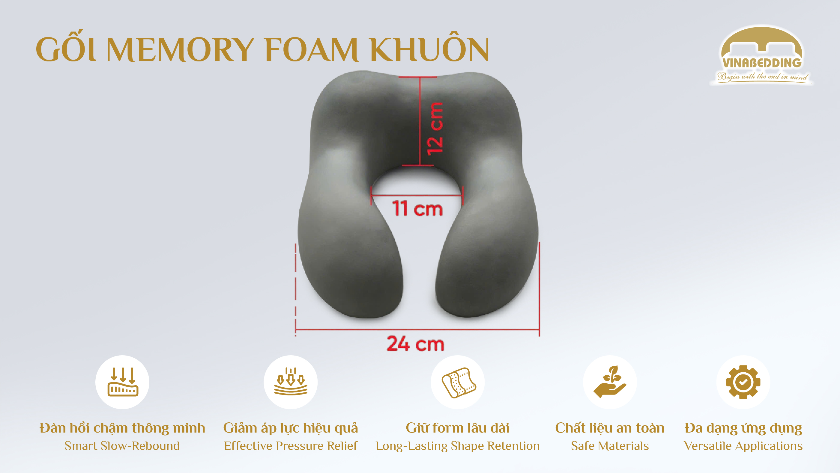 GỐI MEMORY FOAM KHUÔN  - VNB/MF07