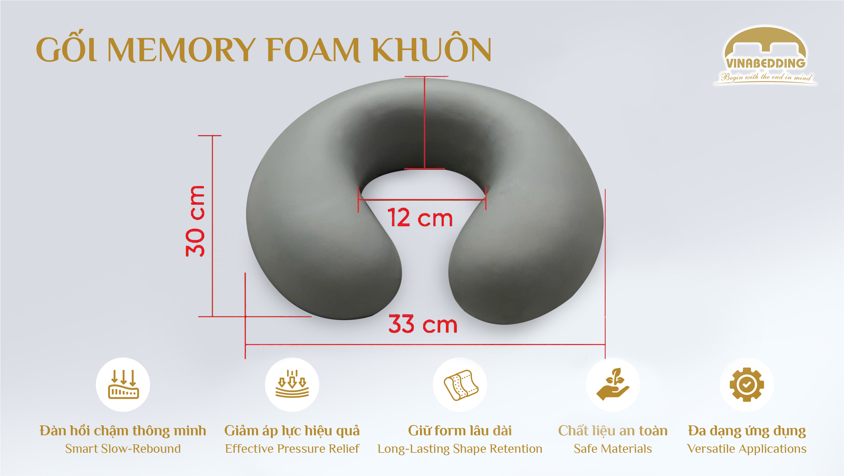 GỐI MEMORY FOAM KHUÔN  - VNB/MF05