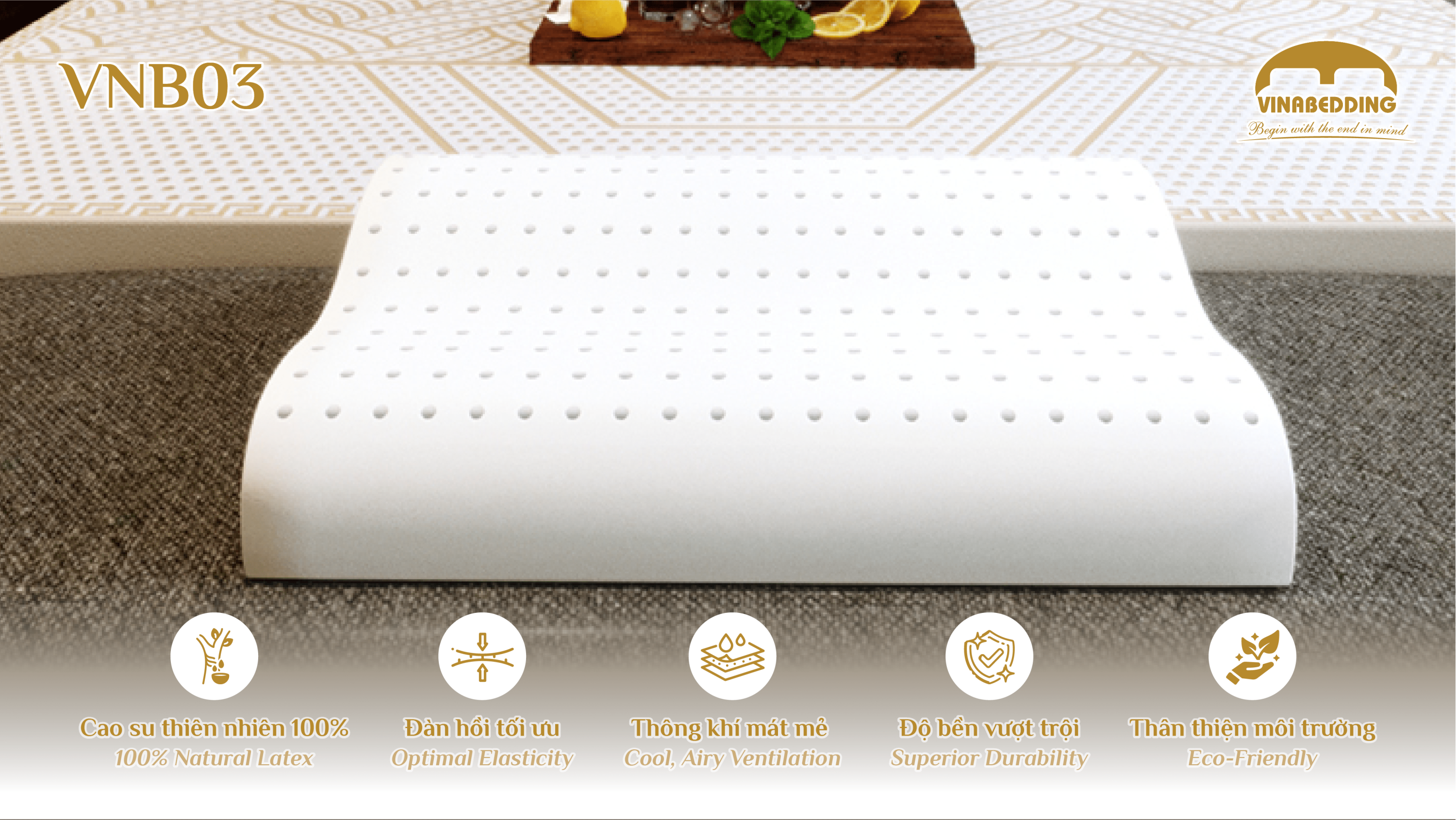 GỐI CAO SU THIÊN NHIÊN - VNB03