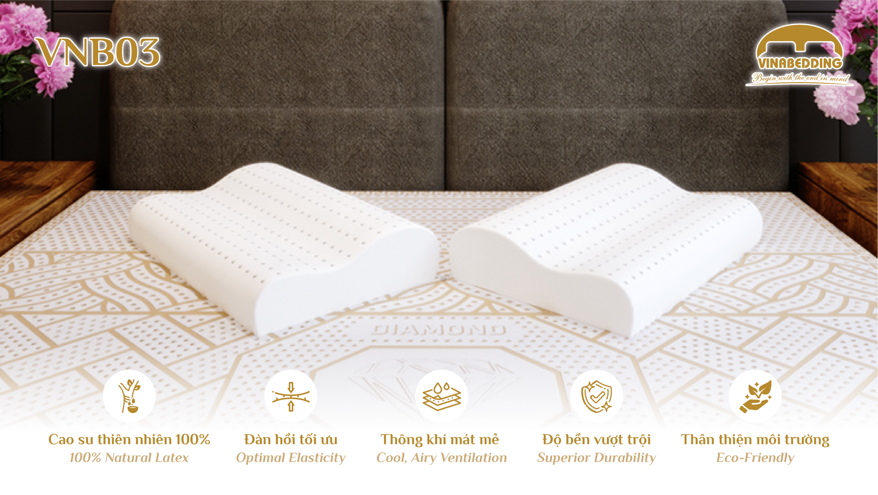 GỐI CAO SU THIÊN NHIÊN - VNB03