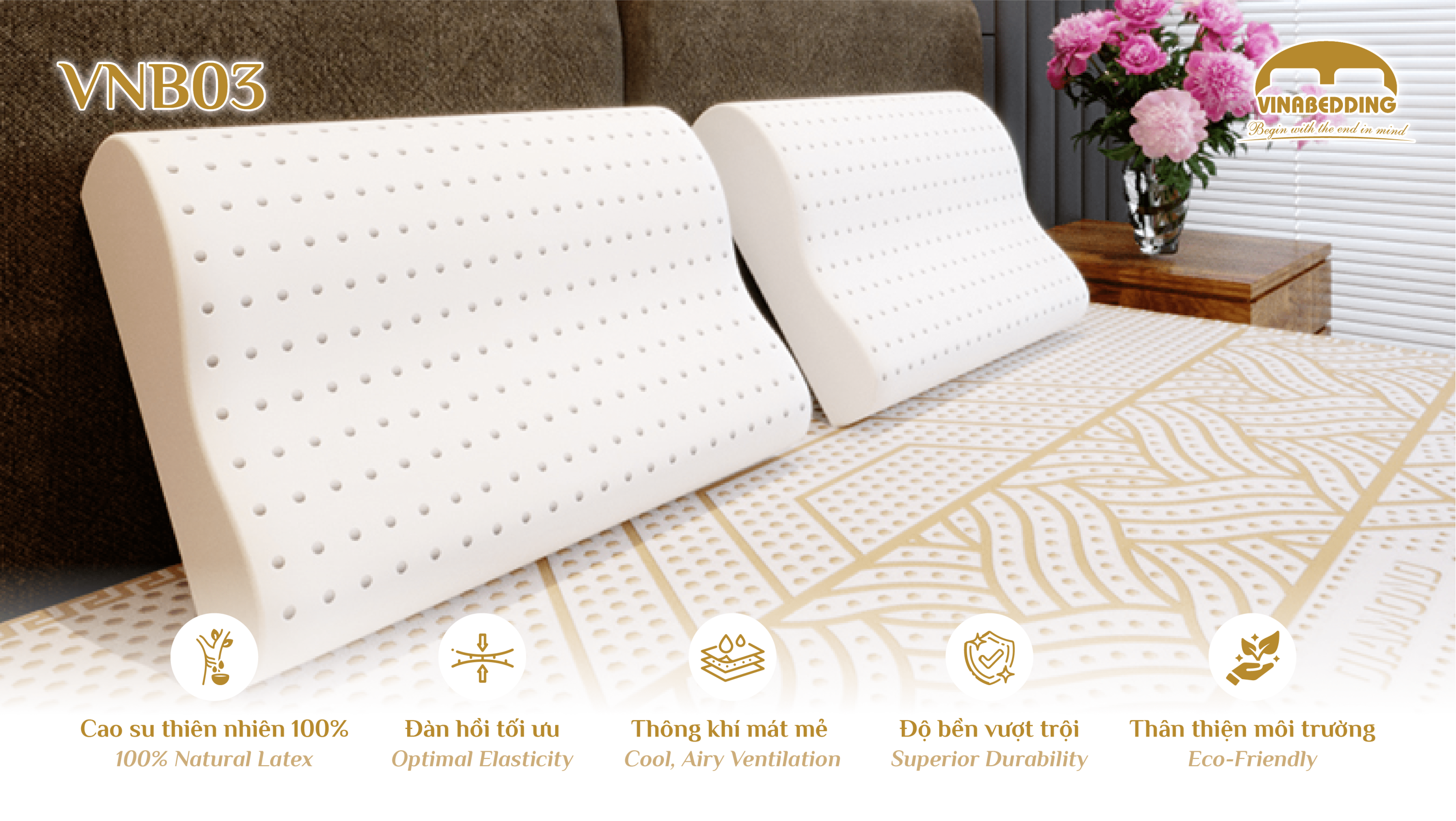 GỐI CAO SU THIÊN NHIÊN - VNB03