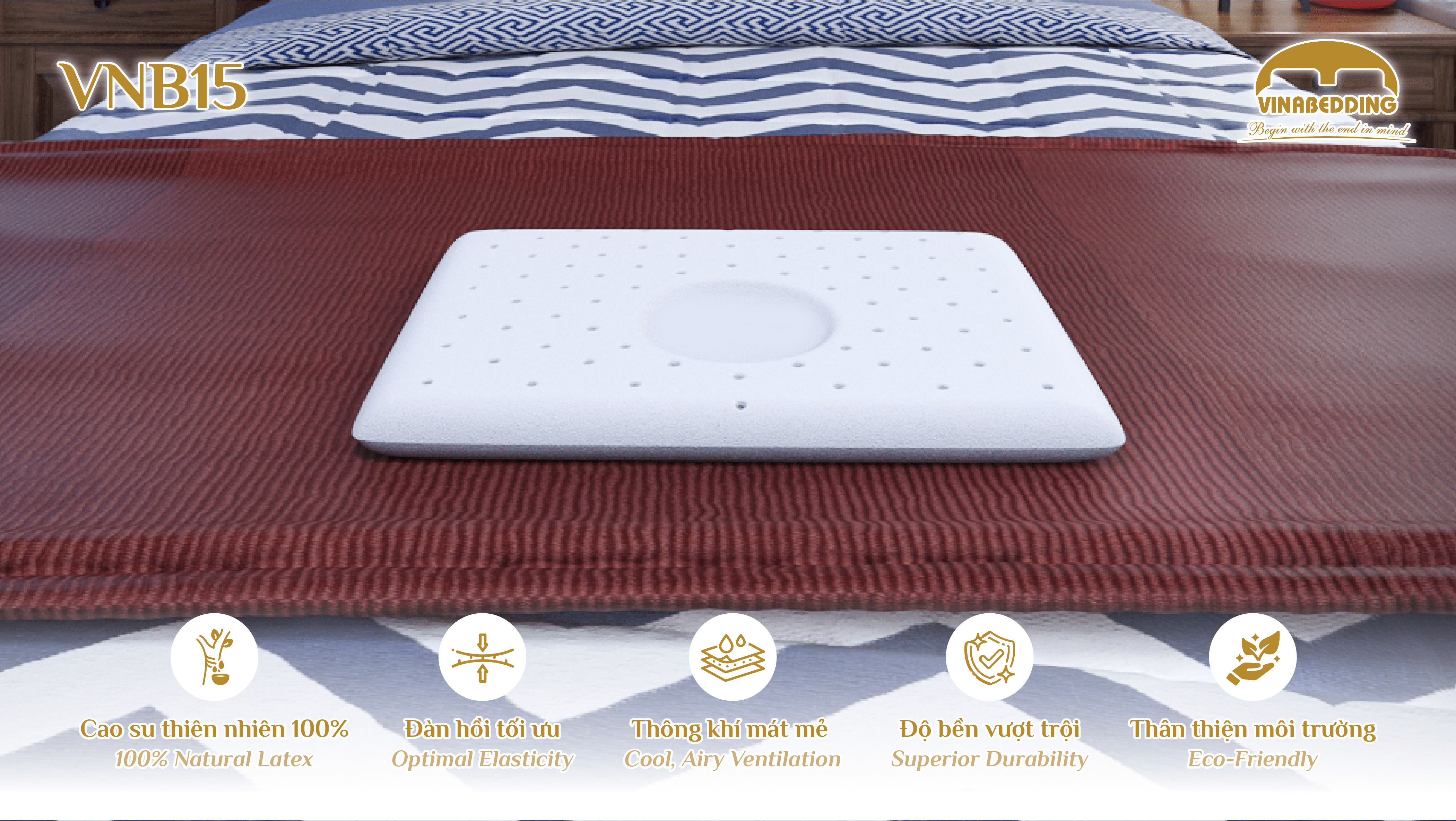 VINACLOUD NATURAL LATEX PILLOW SERIES 15