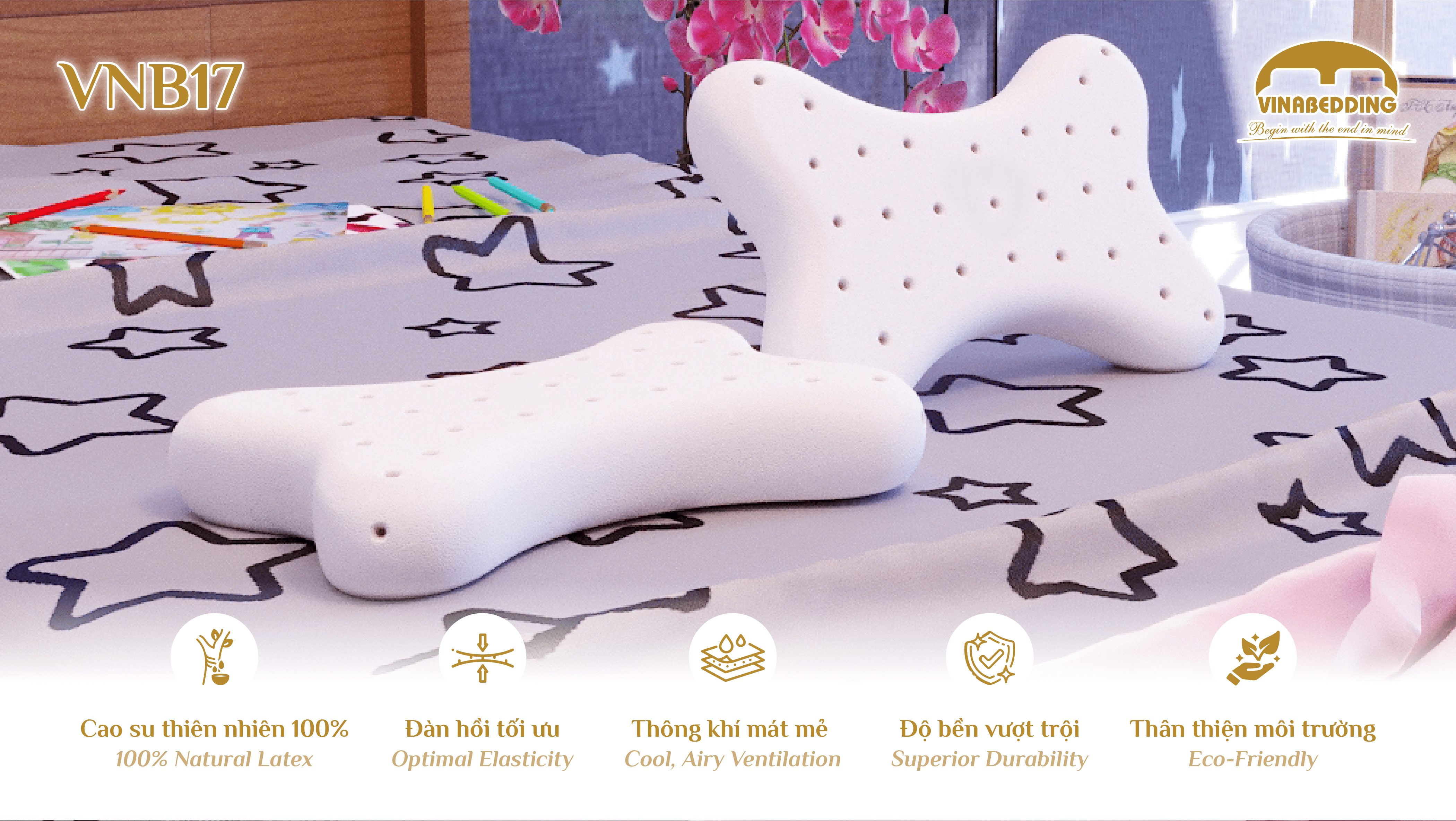 VINACLOUD NATURAL LATEX PILLOW SERIES 17