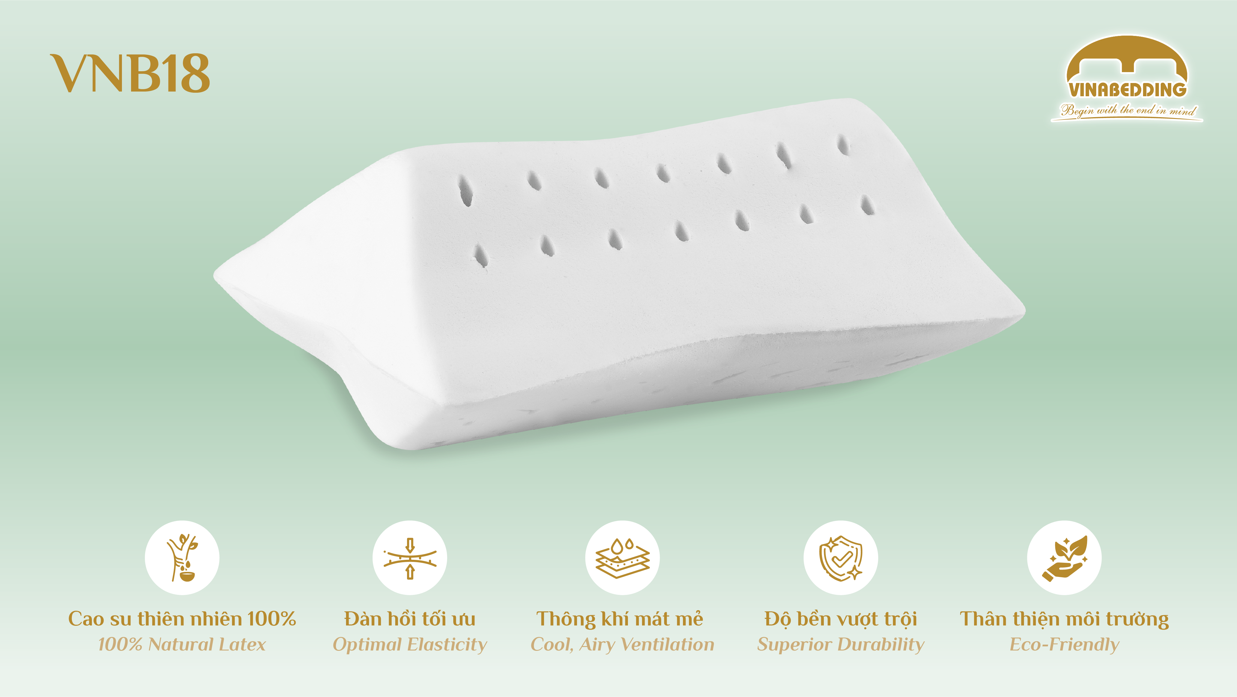 VINACLOUD NATURAL LATEX PILLOW SERIES 18
