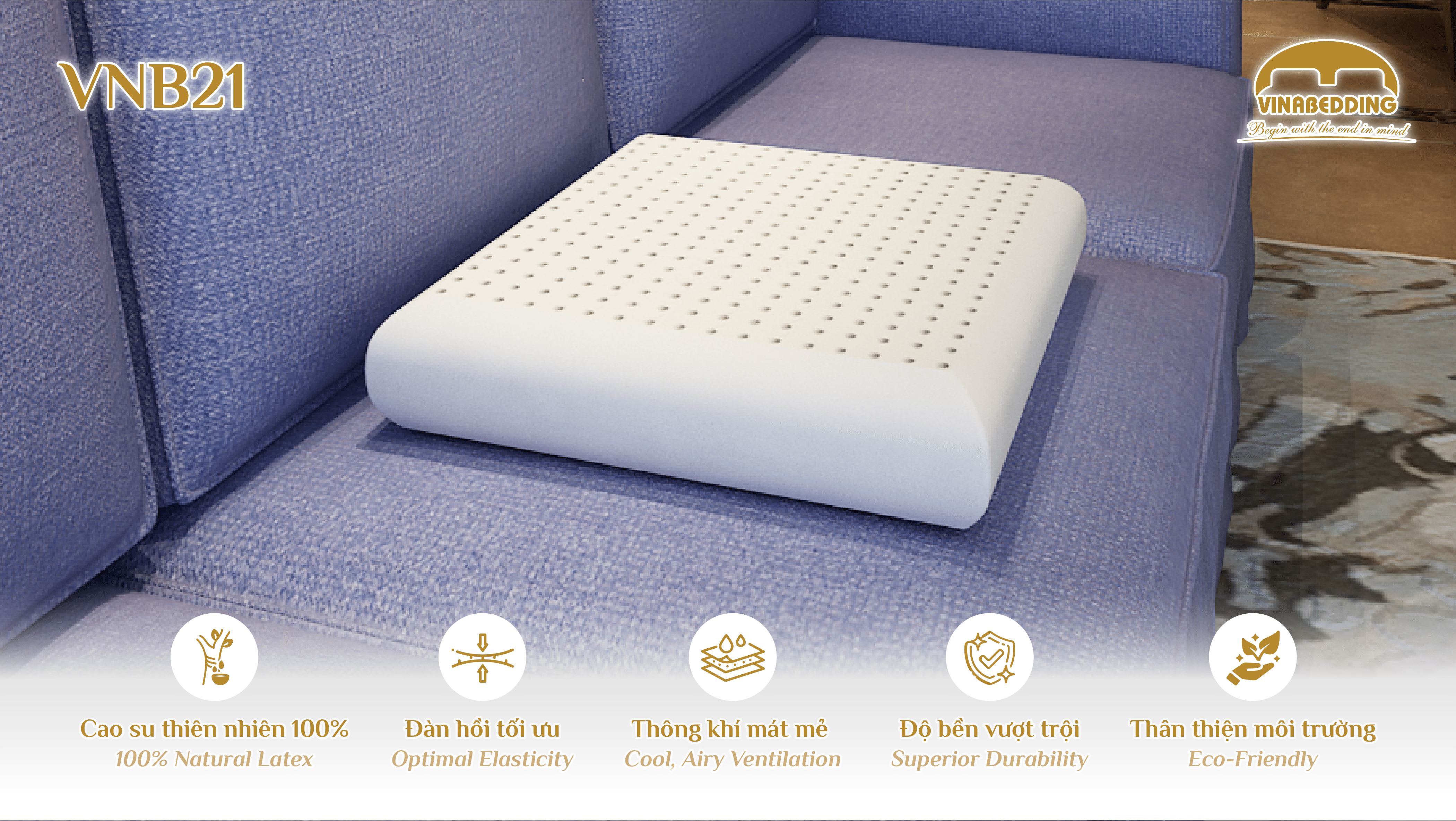 VINACLOUD NATURAL LATEX PILLOW SERIES 21