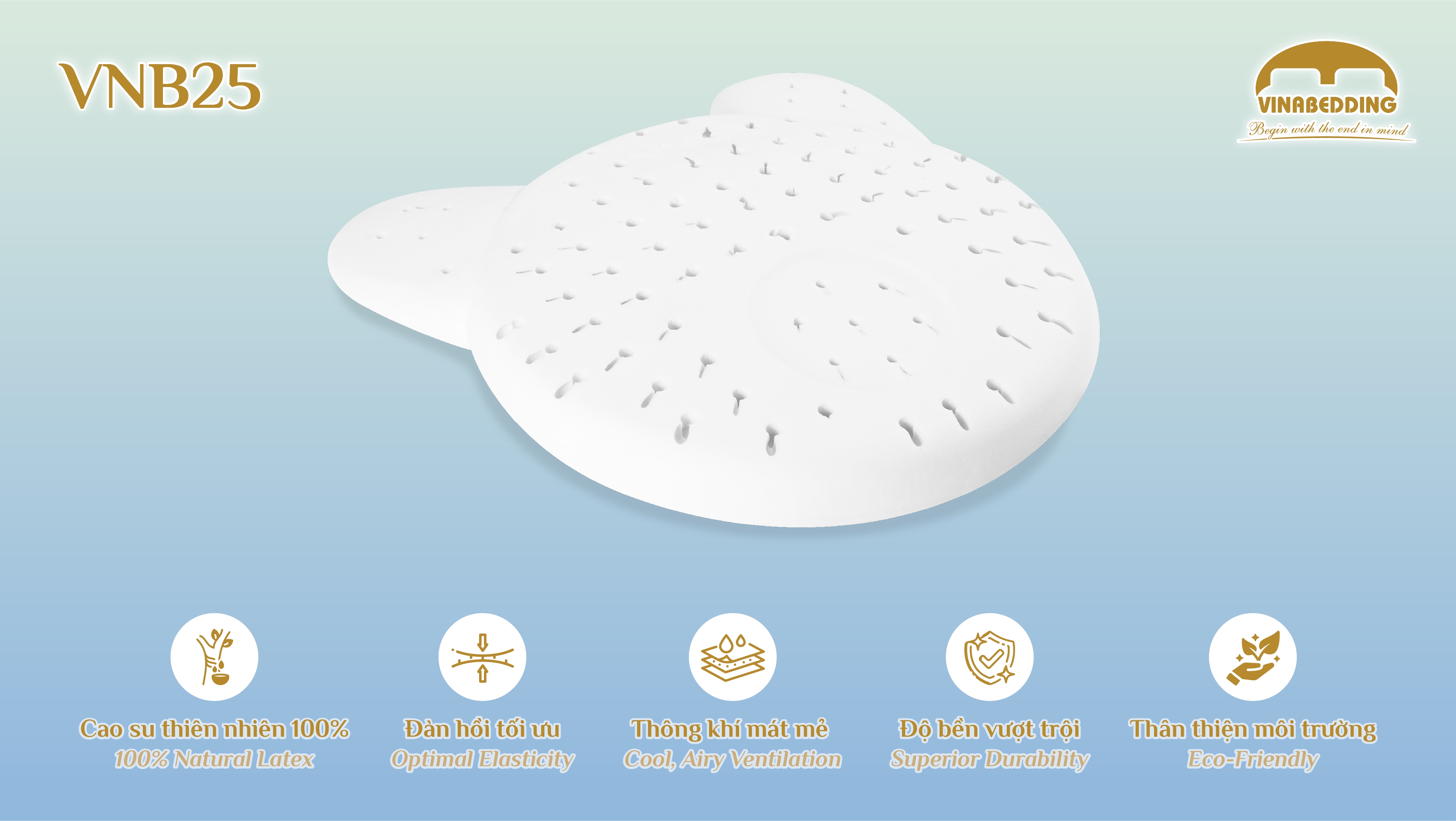 VINACLOUD NATURAL LATEX PILLOW SERIES 25
