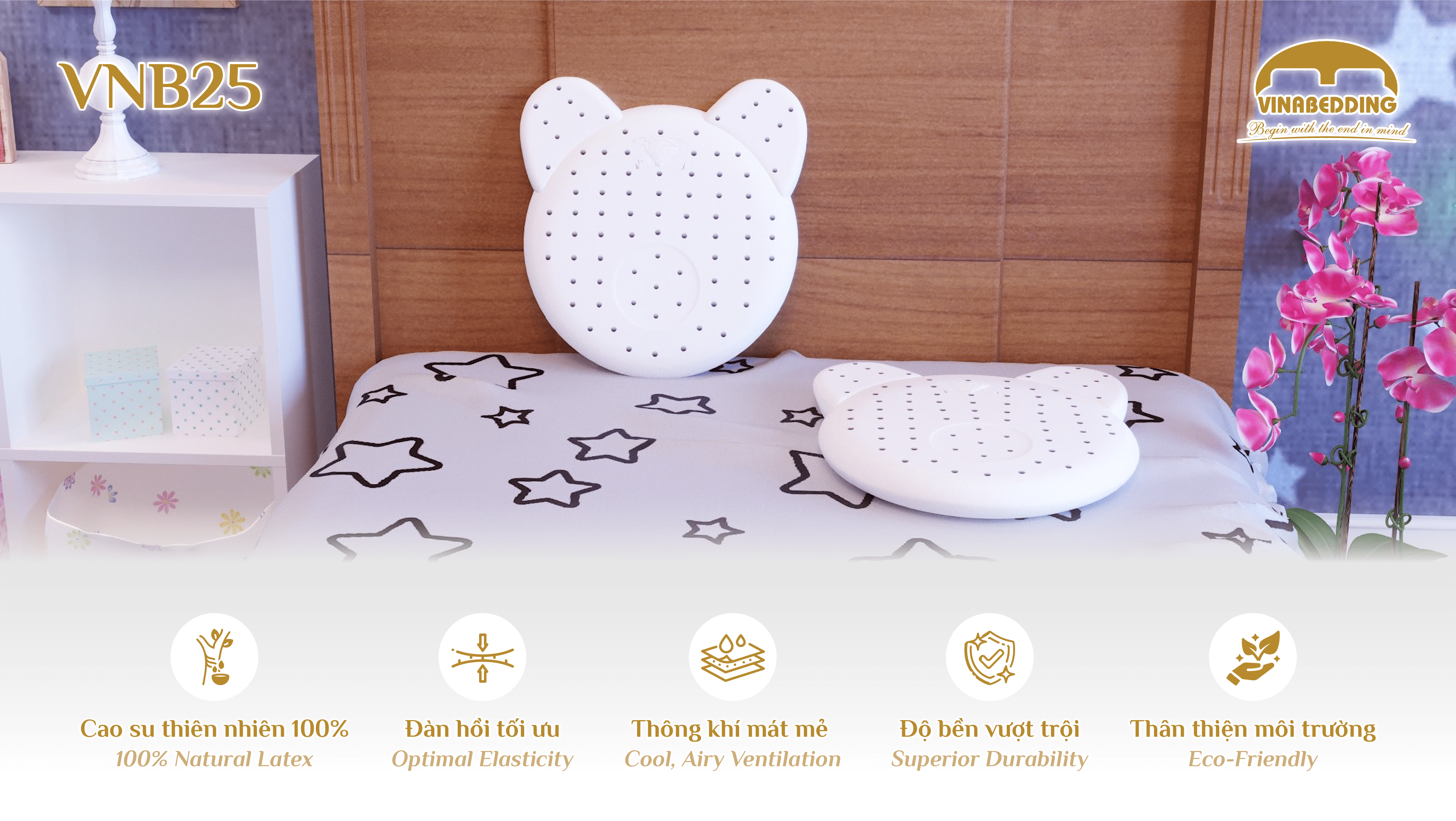 VINACLOUD NATURAL LATEX PILLOW SERIES 25